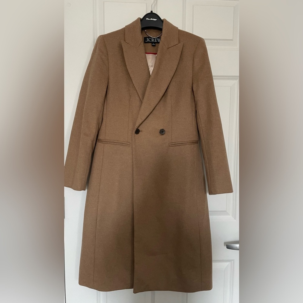 J Crew wool coat, size 2, camel color